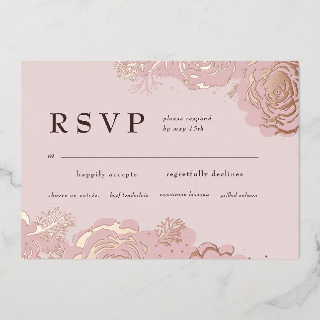 Rose Gold Blooms  Foil Invitation (Front)