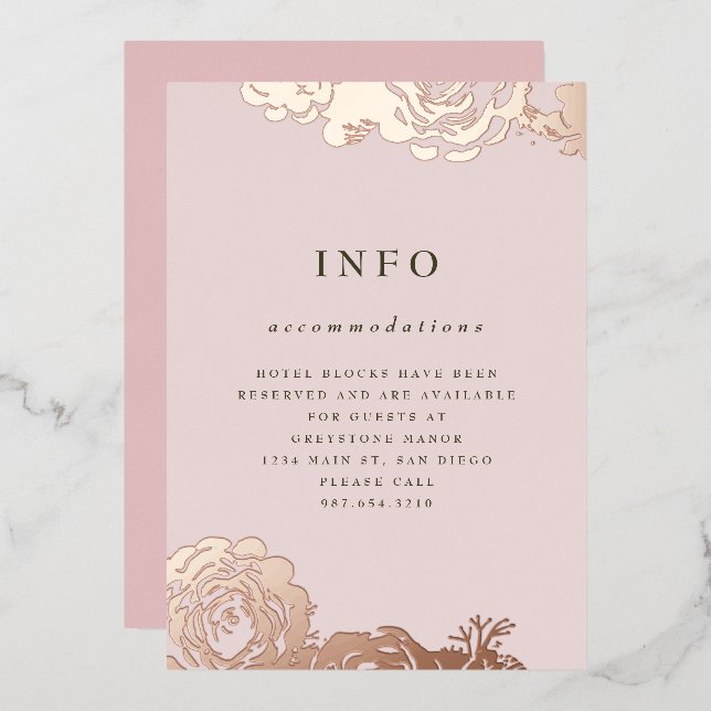 Rose Gold Blooms Invitation Foil Invitation (Front/Back)