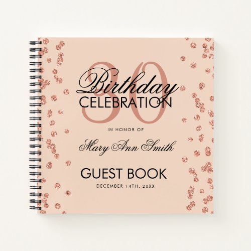 Rose Gold Blush 30th Birthday Guestbook Confetti Notebook