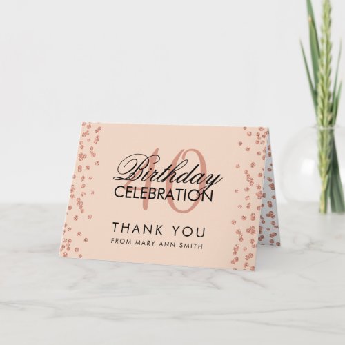 Rose Gold Blush 40th Birthday Thank you Confetti