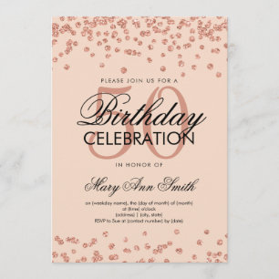Rose Gold Blush 50th Birthday Glitter Confetti Invitation