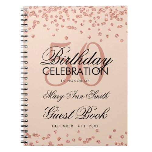 Rose Gold Blush 50th Birthday Guest Book Confetti