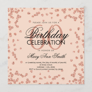 Rose Gold Blush 60th Birthday Glitter Confetti Invitation
