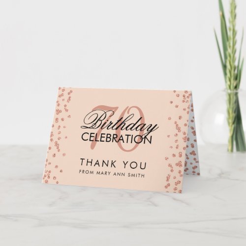 Rose Gold Blush 70th Birthday Thank you Confetti