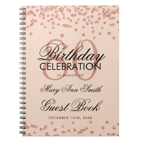 Rose Gold Blush 80th Birthday Guest Book Confetti