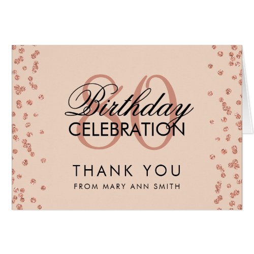 Rose Gold Blush 80th Birthday Thank you Glitter