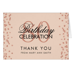 Rose Gold Blush 80th Birthday Thank you Glitter Cards