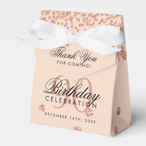 Rose Gold Blush 90th Birthday Thank You Confetti Favor Boxes