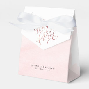 Rose Gold Blush Always And Forever Script wedding Favor Boxes