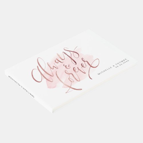 Rose Gold Blush Always And Forever Script Wedding Guest Book