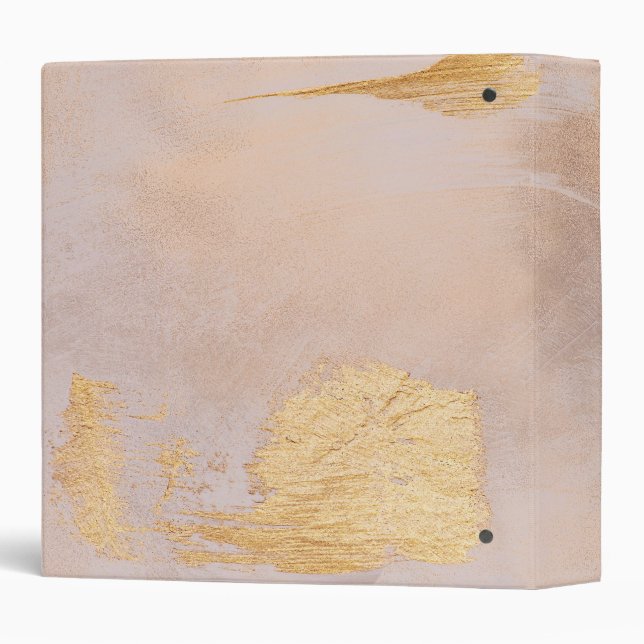 Rose Gold Blush and Gold Texture 3 Ring Binder (Back/Spine)