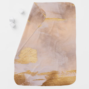 Rose Gold Blush and Gold Texture Baby Blanket