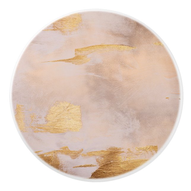 Rose Gold Blush and Gold Texture Ceramic Knob (Front)