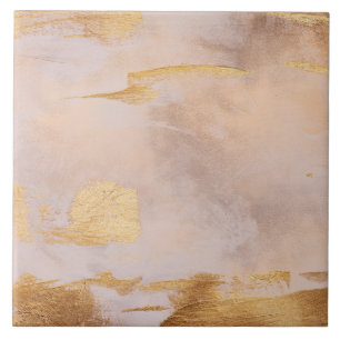 Rose Gold Blush and Gold Texture Ceramic Tile