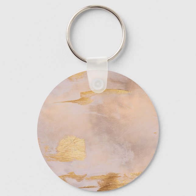 Rose Gold Blush and Gold Texture Keychain (Front)