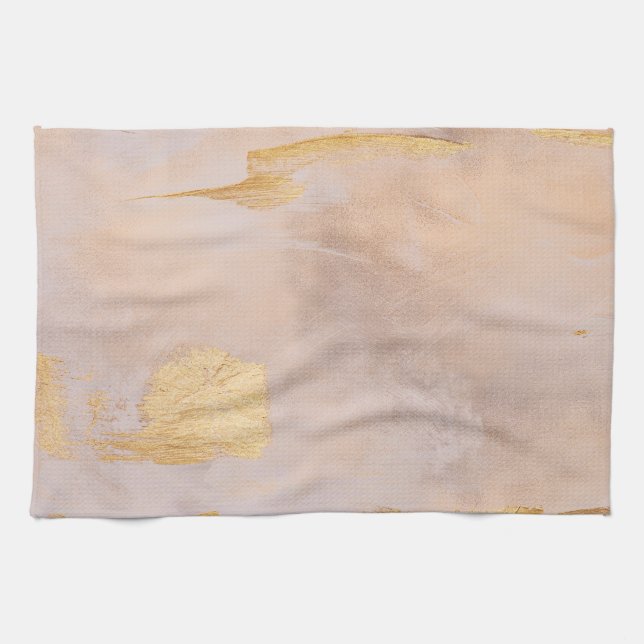 Rose Gold Blush and Gold Texture Kitchen Towel (Horizontal)