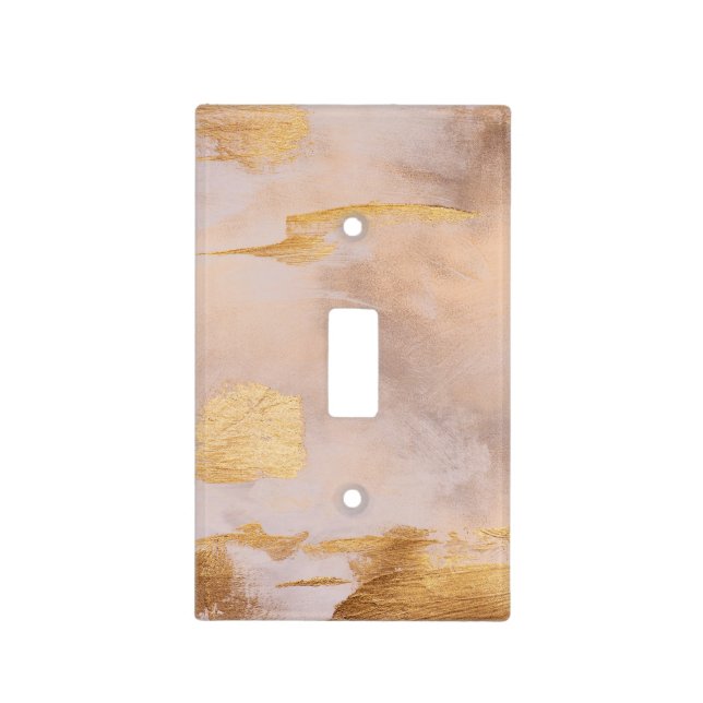 Rose Gold Blush and Gold Texture Light Switch Cover (Front)