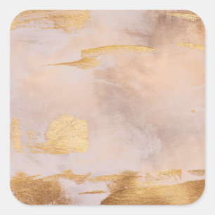 Rose Gold Blush and Gold Texture Square Sticker