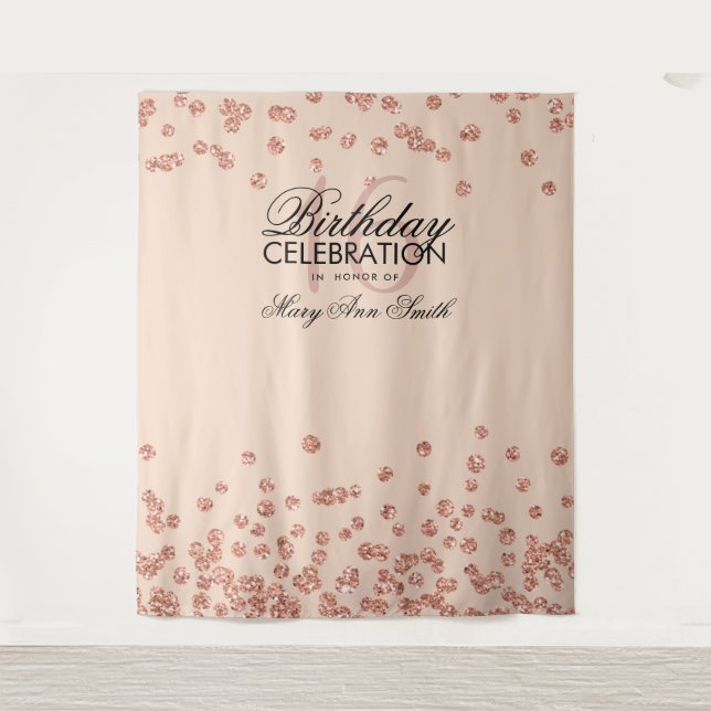 Rose Gold Blush Backdrop Sweet 16 Glitter Confetti (Front)