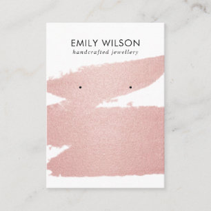 ROSE GOLD BLUSH BRUSH STROKE STUD EARRING DISPLAY BUSINESS CARD