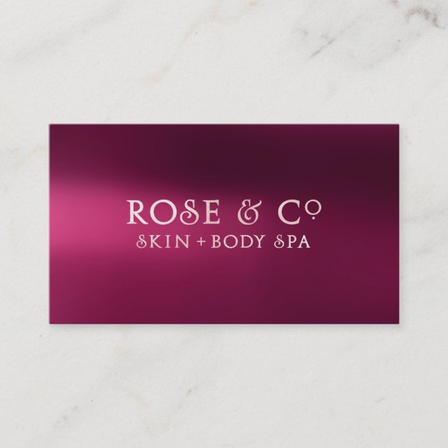 Rose Gold Blush Burgundy Shadows Glam Strawberry Business Card (Front)