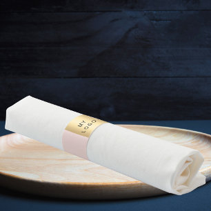 Rose gold blush business logo napkin bands