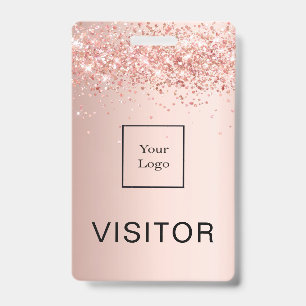 Rose gold blush business logo visitor badge