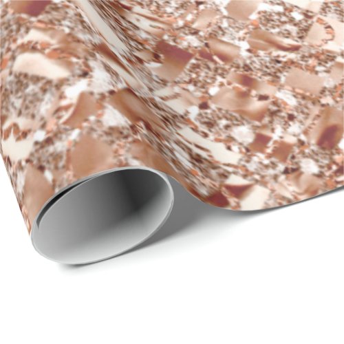 Rose Gold Blush Crystal Metallic Glass Abstract Wrapping Paper