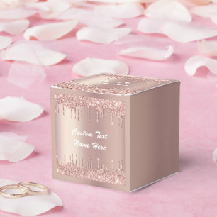 Rose Gold Blush Custom Text Your Name Favor Box