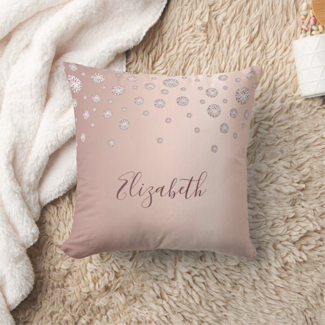 Rose gold blush diamonds girly name throw pillow (Blanket)