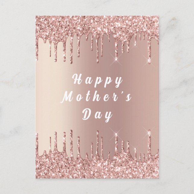 Rose Gold Blush Drips Mother's Day Card (Front)