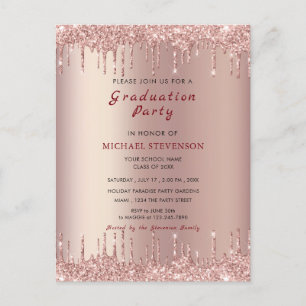 Rose Gold Blush Drips Your Graduation Party Invite