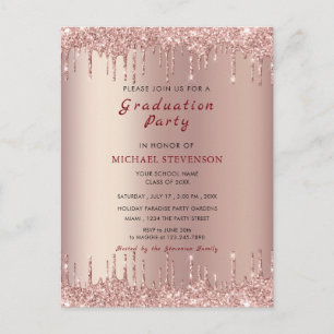 Rose Gold Blush Drips Your Graduation Party Invite