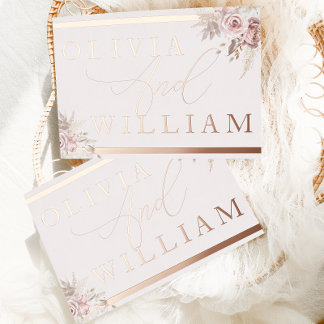 Rose Gold Blush Dusty Rose Pink Floral Wedding Foil Invitation