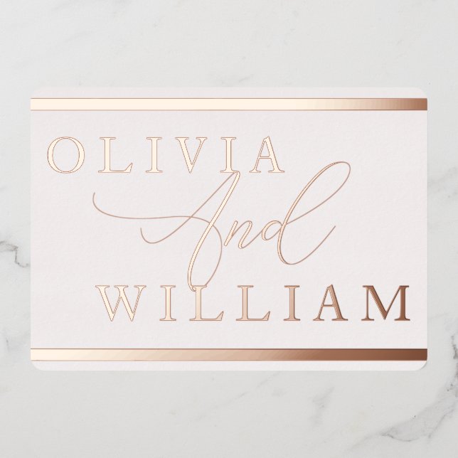 Rose Gold & Blush Elegant Modern Wedding Foil Invitation (Front)