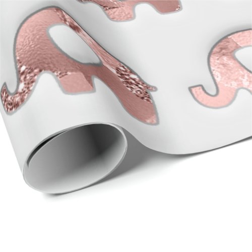 Rose Gold Blush  Elephants Silver Gray Lavender Wrapping Paper