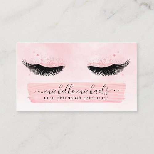 Rose Gold Blush EyeLashes Aftercare Instruction Business Card