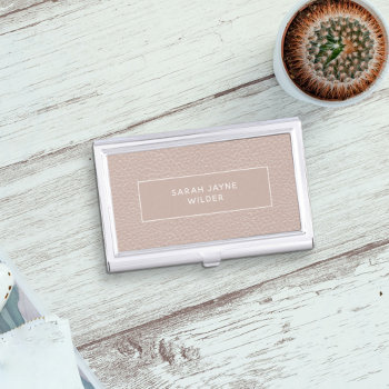 Rose Gold Blush Faux Leather Business Card Case by mothersdaisy at Zazzle