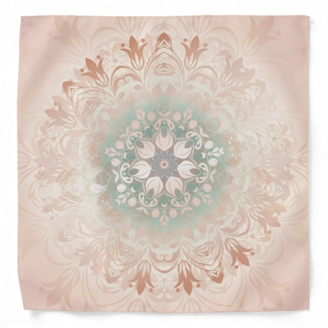 Rose Gold Blush Floral Mandala  Bandana (Front)
