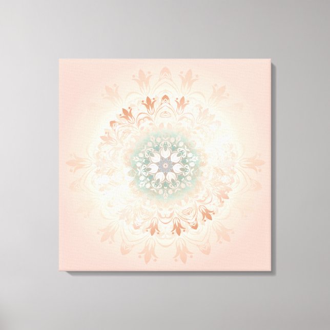 Rose Gold Blush Floral Mandala Canvas Print (Front)