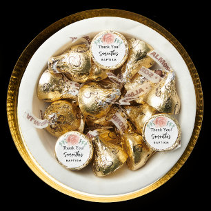 Rose gold blush floral thank you baptism hershey®'s kisses®