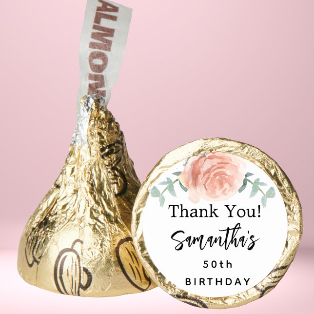 Rose gold blush floral thank you birthday hershey®'s kisses® (Creator Uploaded)