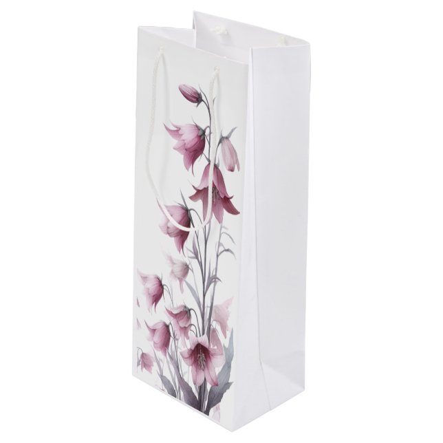 Rose Gold Blush Flowers  Wine Gift Bag (Front Angled)
