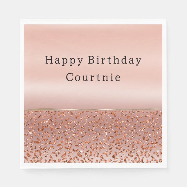 Rose Gold Blush Glam Glitter Leopard   Napkins (Front)