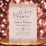 Rose Gold Blush Glitter Any Age 80th Birthday Invitation<br><div class="desc">Celebrate 80 years of love and memories with this Rose Gold Blush Glitter Any Age Birthday Invitation! Featuring a soft blush background with sparkling faux rose gold glitter accents, this invitation blends timeless beauty with modern glam. Perfect for an elegant 80th birthday—or any age—this editable design lets you customize the...</div>