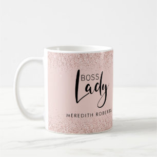 Rose Gold Blush Glitter Boss Lady Personalized Coffee Mug