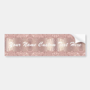 Rose Gold Blush Glitter Custom Text Bumper Sticker