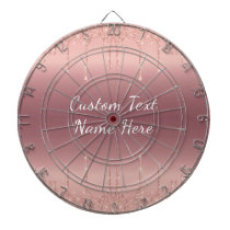 Rose Gold Blush Glitter Custom Text Dart Board