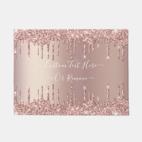 Rose Gold Blush Glitter Custom Text Doormat