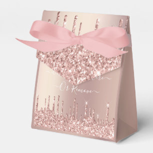 Rose Gold Blush Glitter Custom Text Favor Box Gift